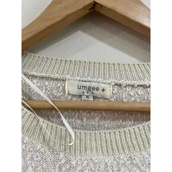 Umgee Cream Textured Balloon Sleeve Cozy Boho Knit Sweater Size XL‎ - Image 3