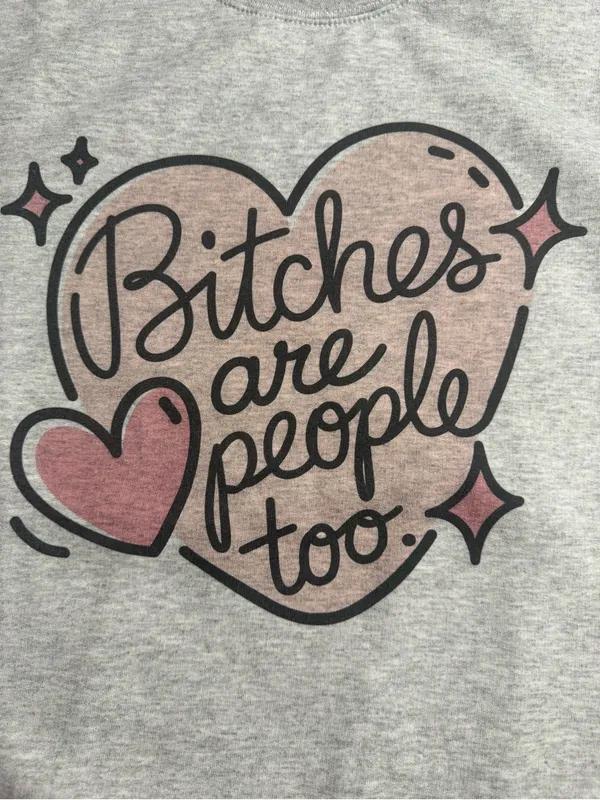 Gildan Light Gray Crewneck Sweatshirt with Pink Heart Script - Image 5