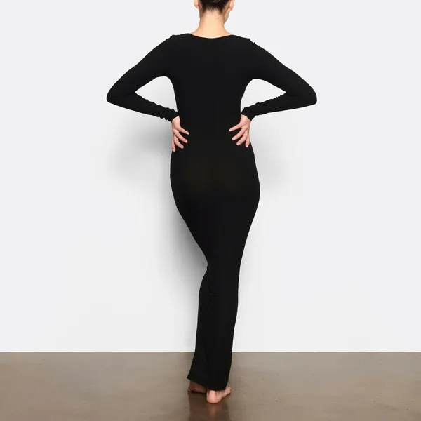 SKIMS Soft Lounge Long Sleeve Maxi Dress Black Size M - Image 10