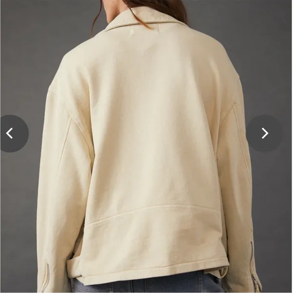 EUC Free People Rebel Moto Jacket Vanilla Cream Size Large Retail $198.00 - Image 3