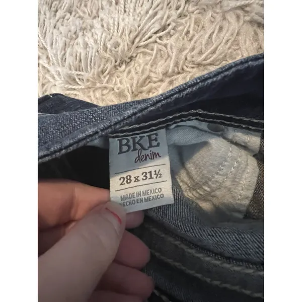 BKE‎ Dakota Straight Leg Jeans Dark Wash Blue Contrast Stitch Womens 28R - Image 2