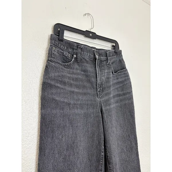 Madewell The Perfect Vintage Wide-Leg Crop Jeans Size 29 Washed Black Robles - Image 8