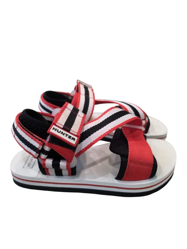 Hunter Women's Adjustable Striped Sandals UK 6 US size 8 Red/White/Black - Image 8