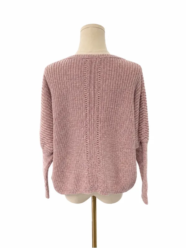 MOTH Anthropologie Marbled Cashmere Blend Oversized Sweater Size S Pink Mauve - Image 3