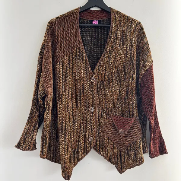 90s VTG JGs Mad Lab Staley Gretzinger Cardigan Sweater Lagenlook Wearable Art - Image 9