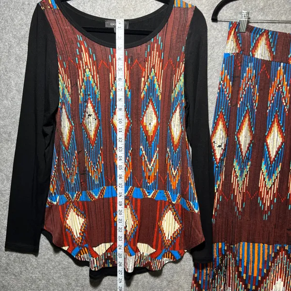 Karen Kane Womens Southwestern Print 2 Piece Set Long Sleeve Top Maxi Skirt S‎ - Image 7
