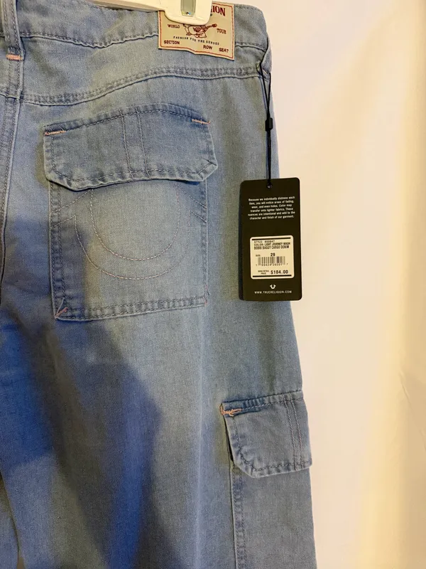 True Religion Bobbi Baggy Cargo Denim Jeans Size 29 - Image 4