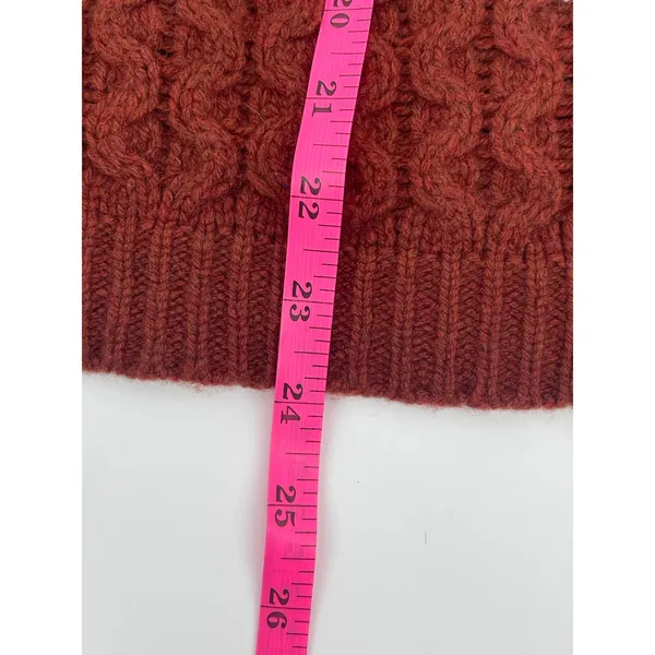 J.Crew Merino Wool Chunky Knit Stripe Sweater Chocolate Brown‎ Cream Size L - Image 6