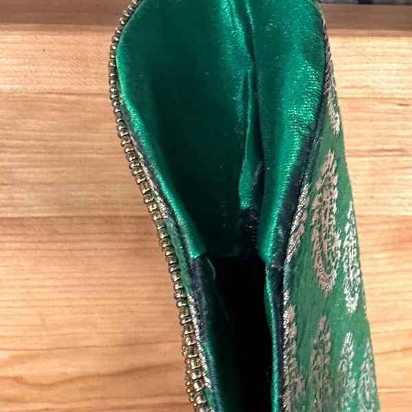 Evening Bag Beaded Sequin Clutch India Purse Green Gold Prom Formal - Image 14