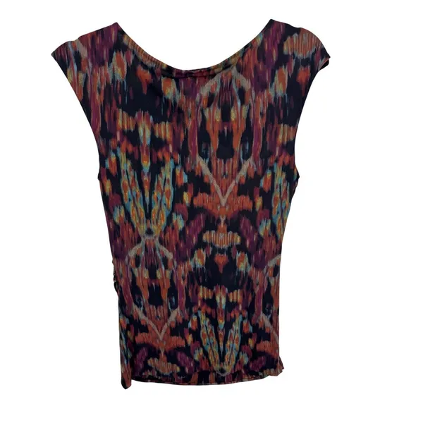Classiques Entier‎ Silk Blend Abstract Ikat Twist V-Neck Sleeveless Blouse M - Image 2