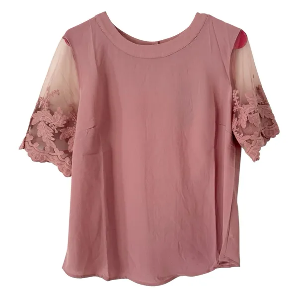 NWT Lulus Lisa Marie Mauve Pink Embroidered Top Medium - Image 3