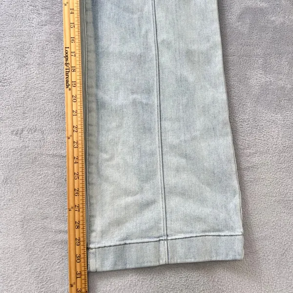 LC Lauren Conrad Super High Rise Wide Leg Jeans Women's 12 Light Wash Front Seam - Image 9