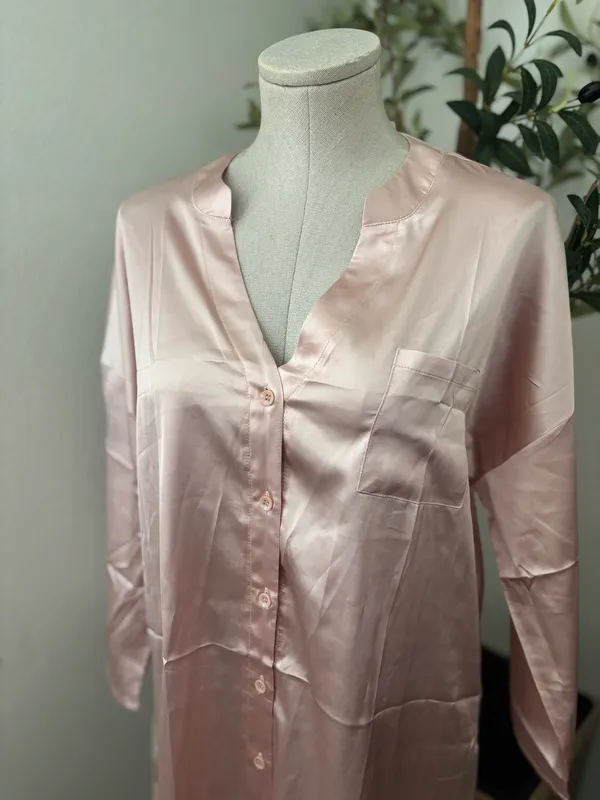New Ekouer Satin Nightgown Shirt sz M - Image 3