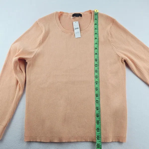 J. Crew‎ NWT Womens Ribbed Knit Sweater Long Sleeve Crew Neck Peach Orange Large - Image 6