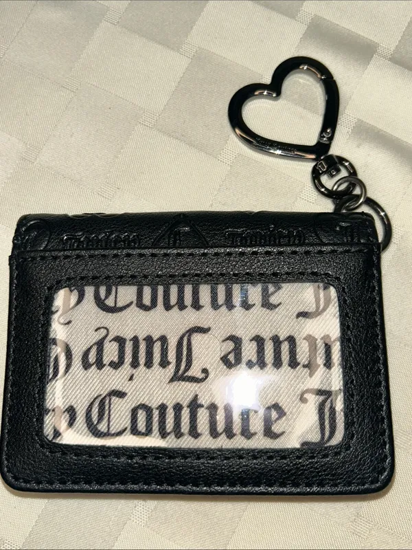 Juicy Couture Black Embossed Card & Key Pouch with Silver Logo - Image 3