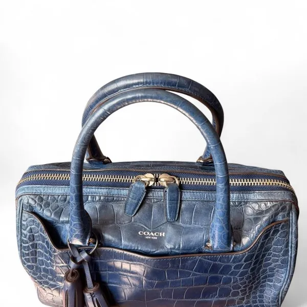 Coach Legacy Haley Satchel Blue Croc Embossed Leather Tassel Bag 22324 - Image 8