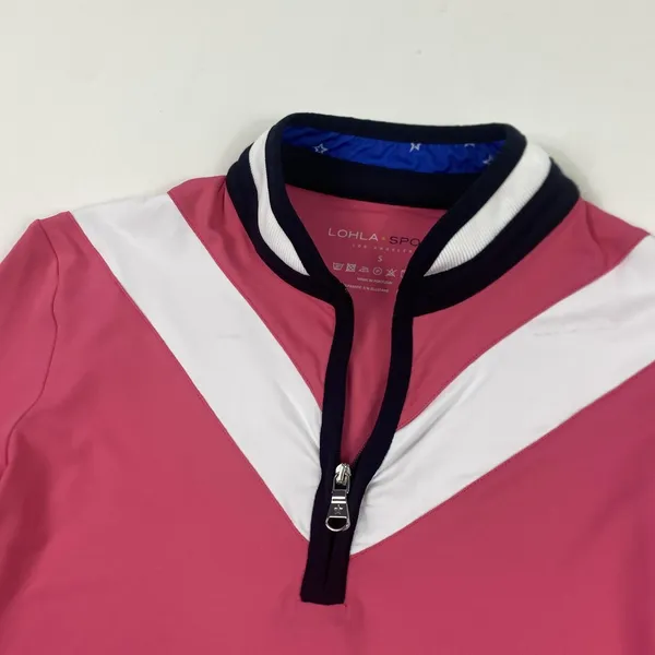 LOHLA SPORT Pullover Womens Small Pink‎ Quarter Zip Chevron Golf Long Sleeve - Image 3