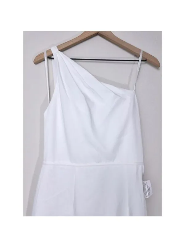 NWT Ieena Mac Duggal One Shoulder Double Strap Gown 8 White Bridal Formal 26266 - Image 6