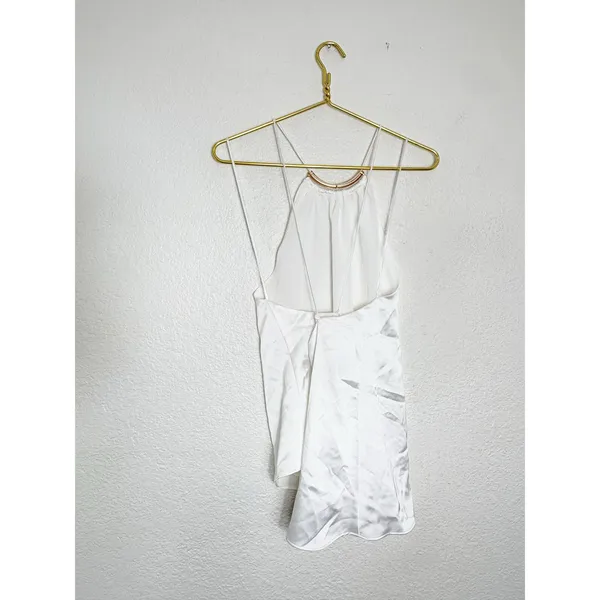 NWT Zara White Satin Halter Asymmetrical Hem Top Medium Tie Back Quiet Luxury - Image 13