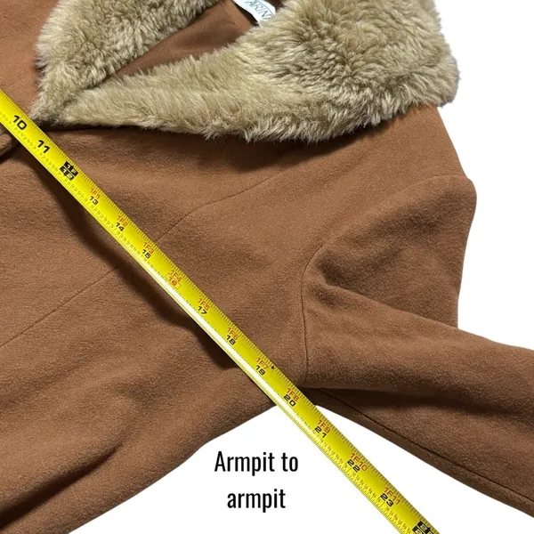 Y2K‎ Farina 2 Penny Lane Faux Fur Trim Trench Coat Old Money Mob Wife M/L - Image 7