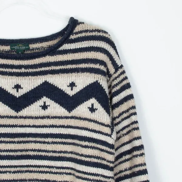 Lauren Ralph Lauren Chevron Striped Wool‎ Blend Sweater Size XL Fair Isle Nordic - Image 2