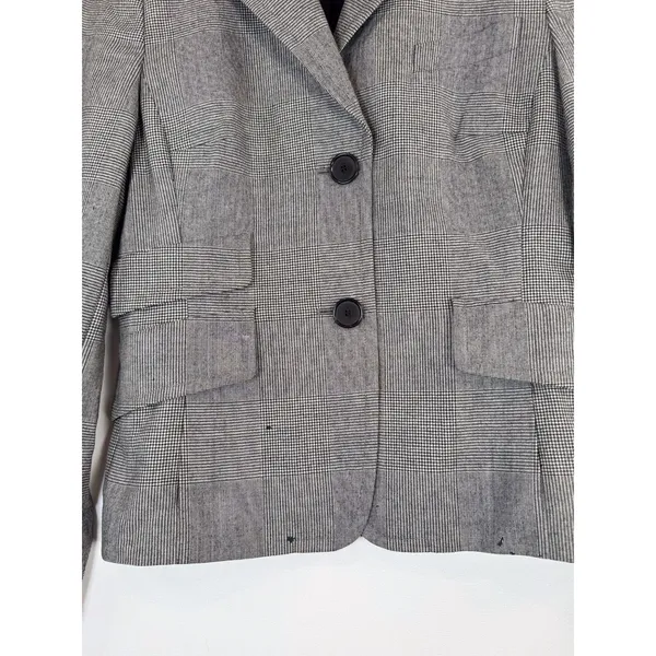 Akris Punto Women Blazer Gray Two Button Plaid Suit Jacket Notched Office Size 6 - Image 6
