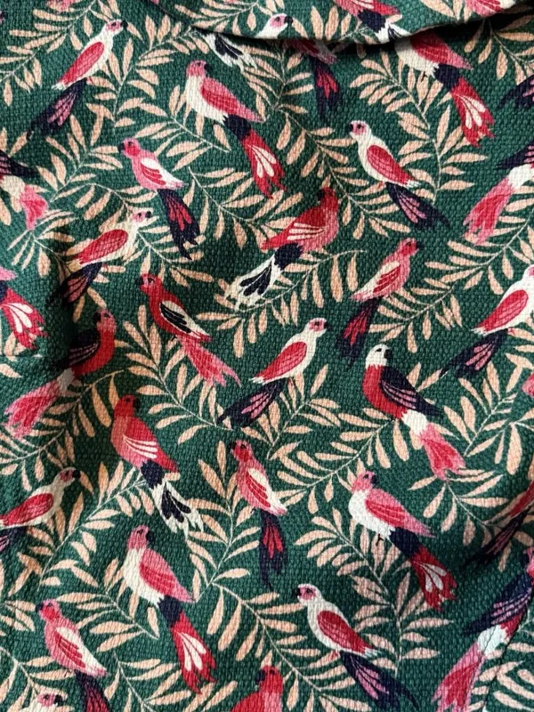 Boden Martha Dress Green Tropical Bird Print Sleeveless Roll Collar Pockets 6R - Image 5