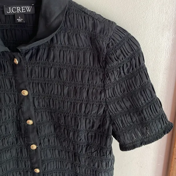 J.Crew Smocked button-up shirt in cotton-blend voile black - Image 6