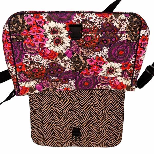 Vera Bradley Rosewood Floral Canvas Laptop Messenger Bag Briefcase Crossbody Bag - Image 4