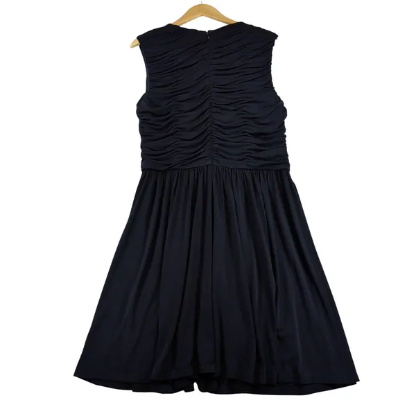 Brooks Brothers Red Fleece Navy Blue Ruched Sleeveless Jersey Dress XL - Image 2
