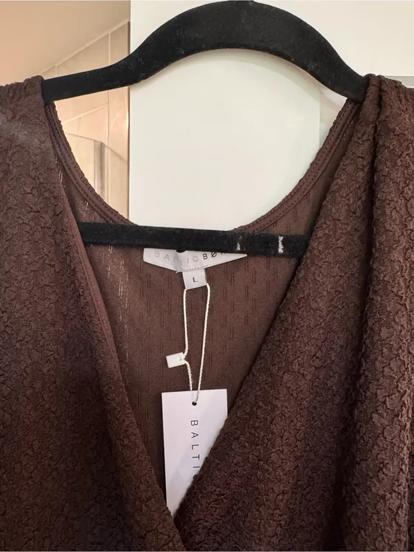 Baltic Born Natasha Chocolate Brown Sleeveless Wrap Jumpsuit - Image 6