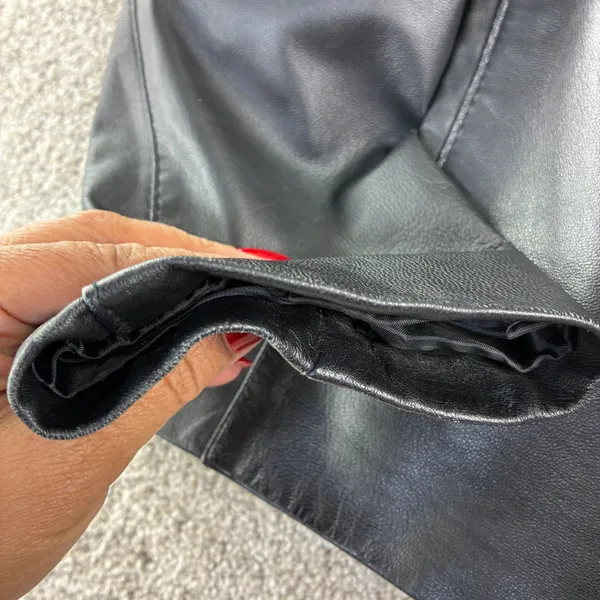 R&O by Reilly Olmes Leather Jacket Womens Large Black‎ Zip Up Minimalist Y2K 90s - Image 8