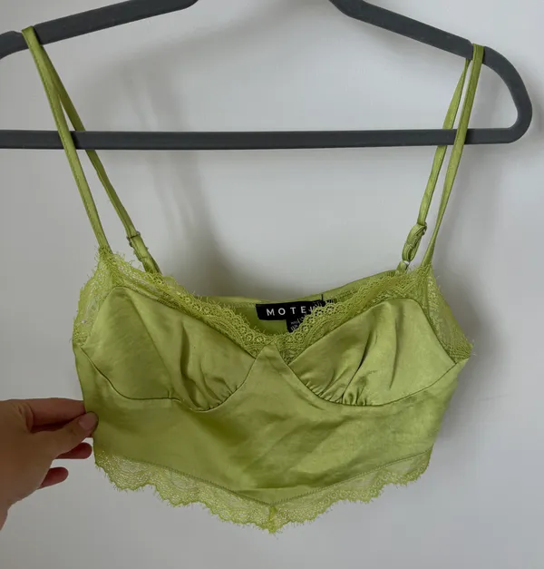 Motel Rocks Green Lace Trim Crop Top - Image 2