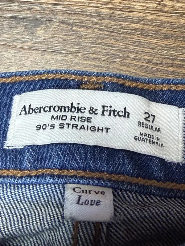 Abercrombie & Fitch Mid Rise 90's Straight Women's 27 Curve Love Denim Stretch - Image 6