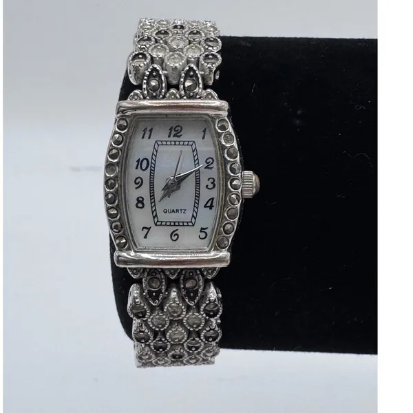 Miz Berger Women's Marcasite‎ Style Quartz Bracelet Watch Silver Tone - Image 2