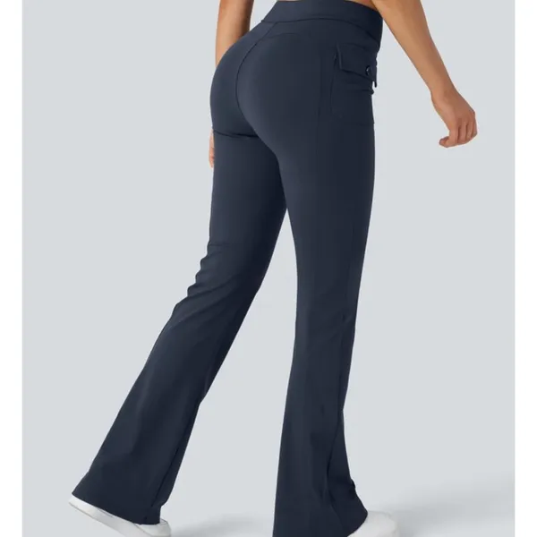 Halara SculptKnit High Waisted Side Flap Pocket Flare Casual Cargo Pants - Image 10