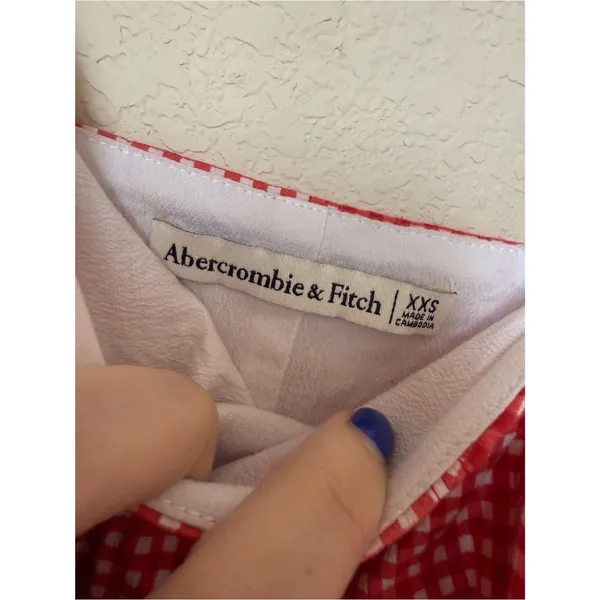 Abercrombie & Fitch The A&F Mila Drop-Waist Mini Dress Red Gingham Size XXS - Image 3