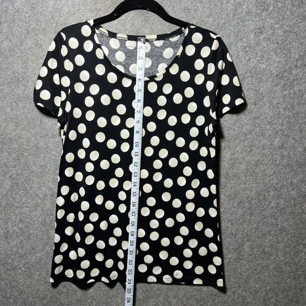 Ann Taylor Top Modal Cotton Black White Polka Dot Scoop Neck Short Sleeve M‎ - Image 3