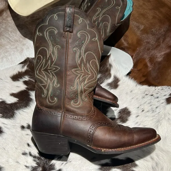 Ariat 15834 Legend Square Toe Brown Pull‎ On Leather Cowboy Boots - 9B BB2 - Image 5