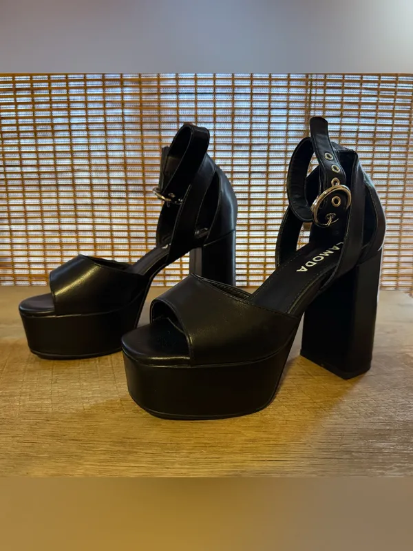 LAMODA Oh Lordy Chunky Platform Black Block Heel Sandals with Ankle Strap (5) - Image 3