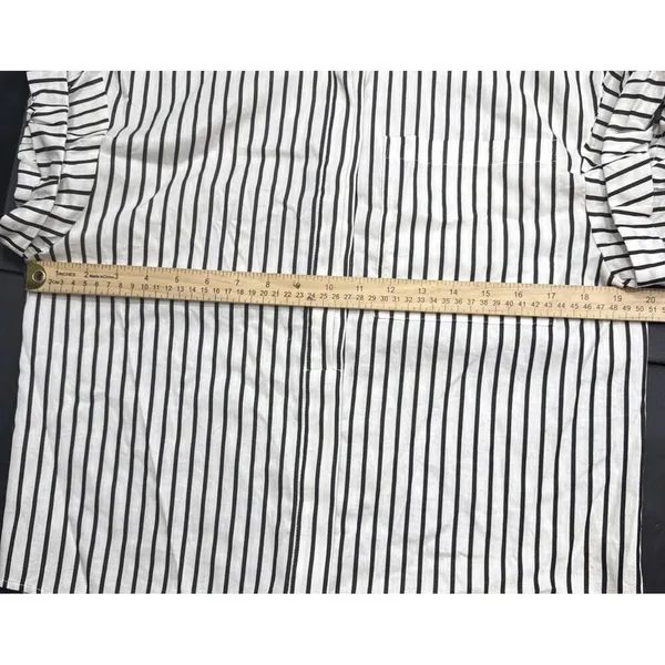 Frame‎ Revolve Linen Blend Striped Organic Short Sleeve Button Up Blouse Size XS - Image 8
