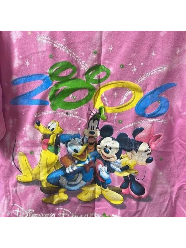 bleach dyed 2006 Disney graphic, short sleeve T-shirt characters - Image 4