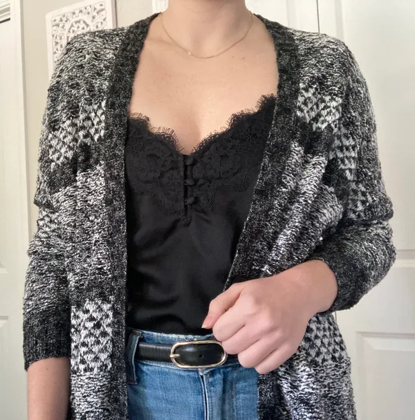Abercrombie Oversized Knit Sweater Black & White XS/S - Image 6
