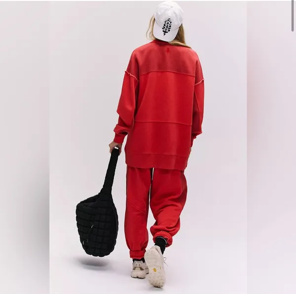 NWT Free People Movement Making It Pullover And Jogger (SET)In Victory Red - Image 2