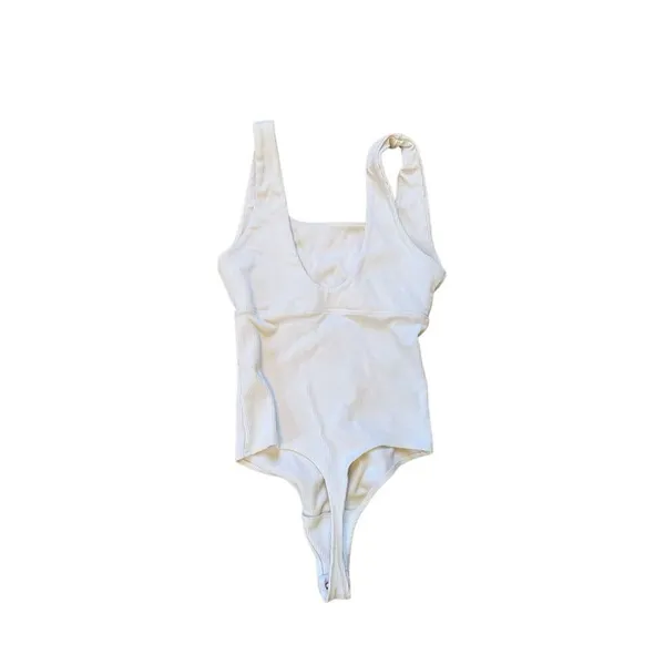 Abercrombie & Fitch White Ribbed keyhole tank bodysuit XS - Image 3