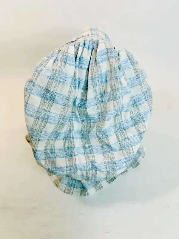 Vintage Large Prairie Sun Bonnet, Blue and White Plaid Flannel, One Size - Image 7