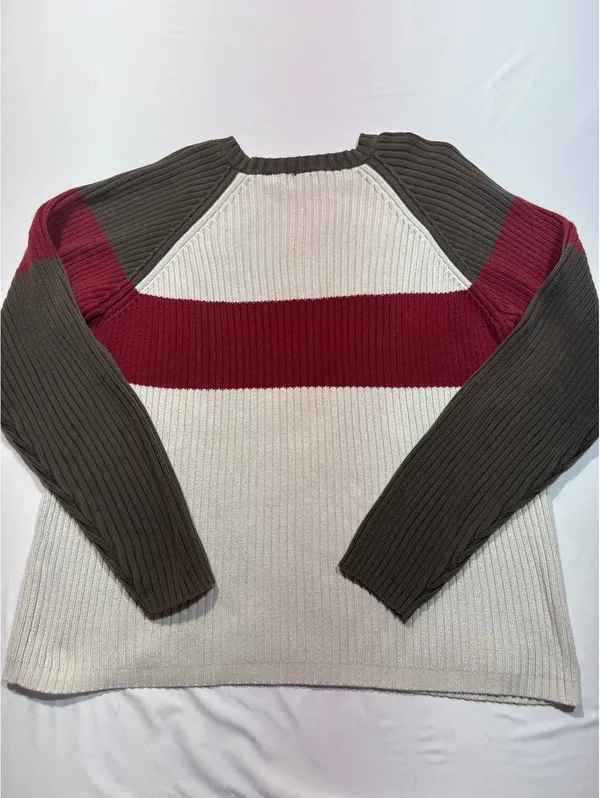 Structure Large Colorblock Ribbed Cotton Sweater vintage - Image 6