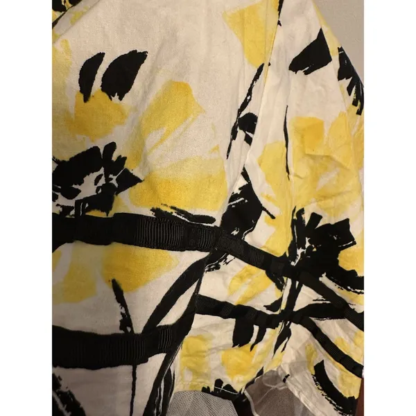 Vintage Y2K Sun Dress Yellow/White Black Trim Size14 City Triangles Party Church - Image 4