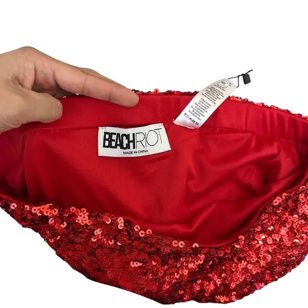 Beach Riot‎ Trixie Sequin Mini Skirt Red Size Medium BR55765R5 Clubbing Outfit - Image 4