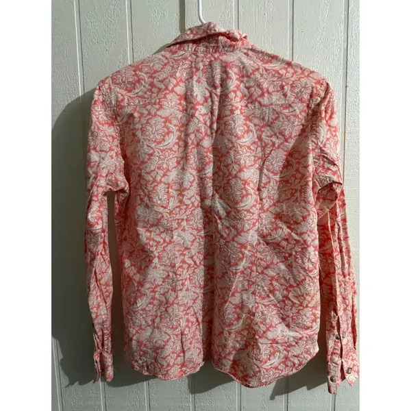 Rough Stock Panhandle Slim Womens Coral Floral Paisley Western Snap Shirt Small - Image 5